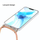 For iPhone 12 Pro Max Four-Corner Shockproof Transparent TPU Case with Lanyard(Orange Purple)
