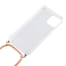 For iPhone 12 Pro Max Four-Corner Shockproof Transparent TPU Case with Lanyard(Orange Purple)