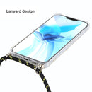 For iPhone 12 Pro Max Four-Corner Shockproof Transparent TPU Case with Lanyard(Black Green)