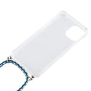 For iPhone 12 Pro Max Four-Corner Shockproof Transparent TPU Case with Lanyard(Green Blue White)