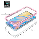 For iPhone 12 mini Shockproof TPU Frame + Clear PC Back Case + Front PET Screen Protector(Mint Green)