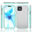 For iPhone 12 / 12 Pro Shockproof TPU Frame + Clear PC Back Case + Front PET Screen Protector(Purple)