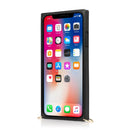 For iPhone XS / X Wrist Strap PU+TPU Shockproof Protective Case with Crossbody Lanyard & Holder & Card Slot(Black)