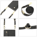 For iPhone XS / X Wrist Strap PU+TPU Shockproof Protective Case with Crossbody Lanyard & Holder & Card Slot(Black)