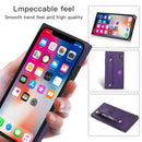 For iPhone XS / X Wrist Strap PU+TPU Shockproof Protective Case with Crossbody Lanyard & Holder & Card Slot(Black)
