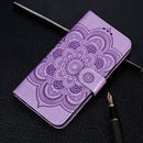 For Motorola Moto E6s (2020) Mandala Embossing Pattern Horizontal Flip PU Leather Case with Holder & Card Slots & Walle & Lanyard(Purple)