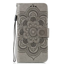 For Motorola Moto E6s (2020) Mandala Embossing Pattern Horizontal Flip PU Leather Case with Holder & Card Slots & Walle & Lanyard(Gray)
