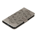 For Motorola Moto E6s (2020) Mandala Embossing Pattern Horizontal Flip PU Leather Case with Holder & Card Slots & Walle & Lanyard(Gray)