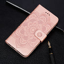 For Motorola Moto E6s (2020) Mandala Embossing Pattern Horizontal Flip PU Leather Case with Holder & Card Slots & Walle & Lanyard(Rose Gold)