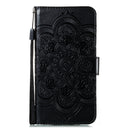 For Motorola Moto E6s (2020) Mandala Embossing Pattern Horizontal Flip PU Leather Case with Holder & Card Slots & Walle & Lanyard(Black)