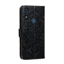 For Motorola Moto E6s (2020) Mandala Embossing Pattern Horizontal Flip PU Leather Case with Holder & Card Slots & Walle & Lanyard(Black)