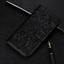 For Motorola Moto E6s (2020) Mandala Embossing Pattern Horizontal Flip PU Leather Case with Holder & Card Slots & Walle & Lanyard(Black)