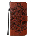 For Motorola Moto E6s (2020) Mandala Embossing Pattern Horizontal Flip PU Leather Case with Holder & Card Slots & Walle & Lanyard(Brown)