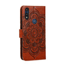 For Motorola Moto E6s (2020) Mandala Embossing Pattern Horizontal Flip PU Leather Case with Holder & Card Slots & Walle & Lanyard(Brown)