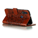For Motorola Moto E6s (2020) Mandala Embossing Pattern Horizontal Flip PU Leather Case with Holder & Card Slots & Walle & Lanyard(Brown)