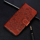 For Motorola Moto E6s (2020) Mandala Embossing Pattern Horizontal Flip PU Leather Case with Holder & Card Slots & Walle & Lanyard(Brown)