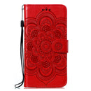 For Motorola Moto E6s (2020) Mandala Embossing Pattern Horizontal Flip PU Leather Case with Holder & Card Slots & Walle & Lanyard(Red)