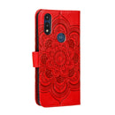 For Motorola Moto E6s (2020) Mandala Embossing Pattern Horizontal Flip PU Leather Case with Holder & Card Slots & Walle & Lanyard(Red)