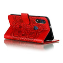 For Motorola Moto E6s (2020) Mandala Embossing Pattern Horizontal Flip PU Leather Case with Holder & Card Slots & Walle & Lanyard(Red)
