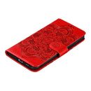 For Motorola Moto E6s (2020) Mandala Embossing Pattern Horizontal Flip PU Leather Case with Holder & Card Slots & Walle & Lanyard(Red)