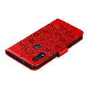 For Motorola Moto E6s (2020) Mandala Embossing Pattern Horizontal Flip PU Leather Case with Holder & Card Slots & Walle & Lanyard(Red)