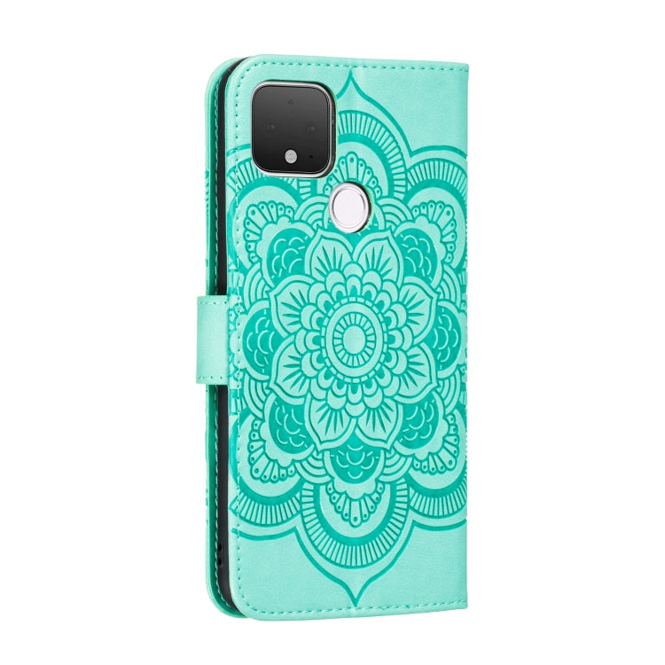 For Google Pixel 5 Mandala Embossing Pattern Horizontal Flip PU Leather Case with Holder & Card Slots & Walle & Lanyard(Green)