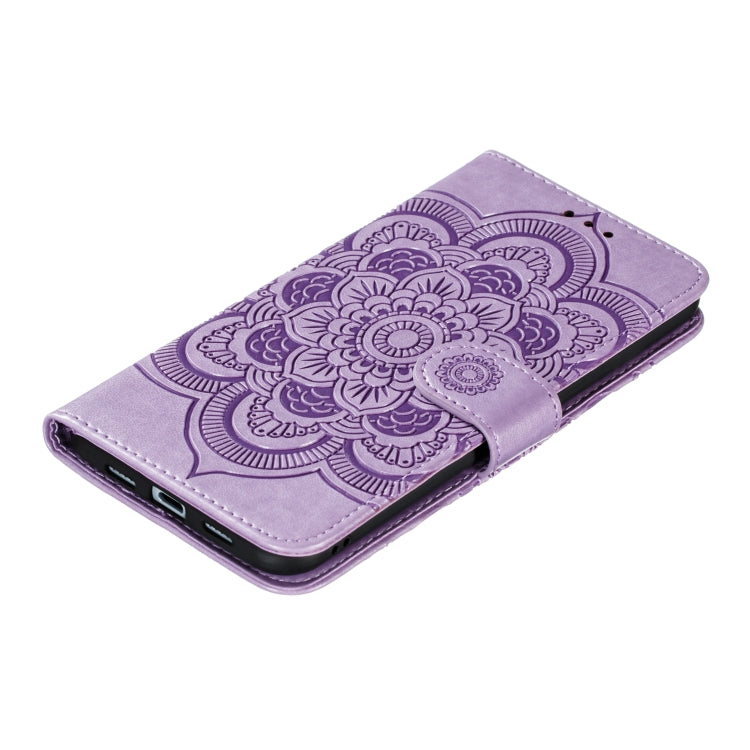 For Google Pixel 5 Mandala Embossing Pattern Horizontal Flip PU Leather Case with Holder & Card Slots & Walle & Lanyard(Purple)