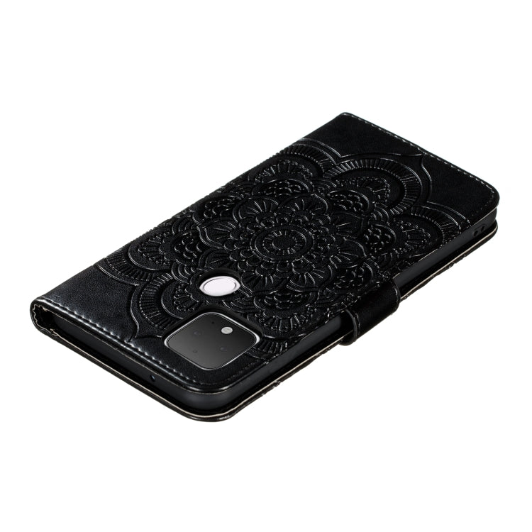 For Google Pixel 5 Mandala Embossing Pattern Horizontal Flip PU Leather Case with Holder & Card Slots & Walle & Lanyard(Black)
