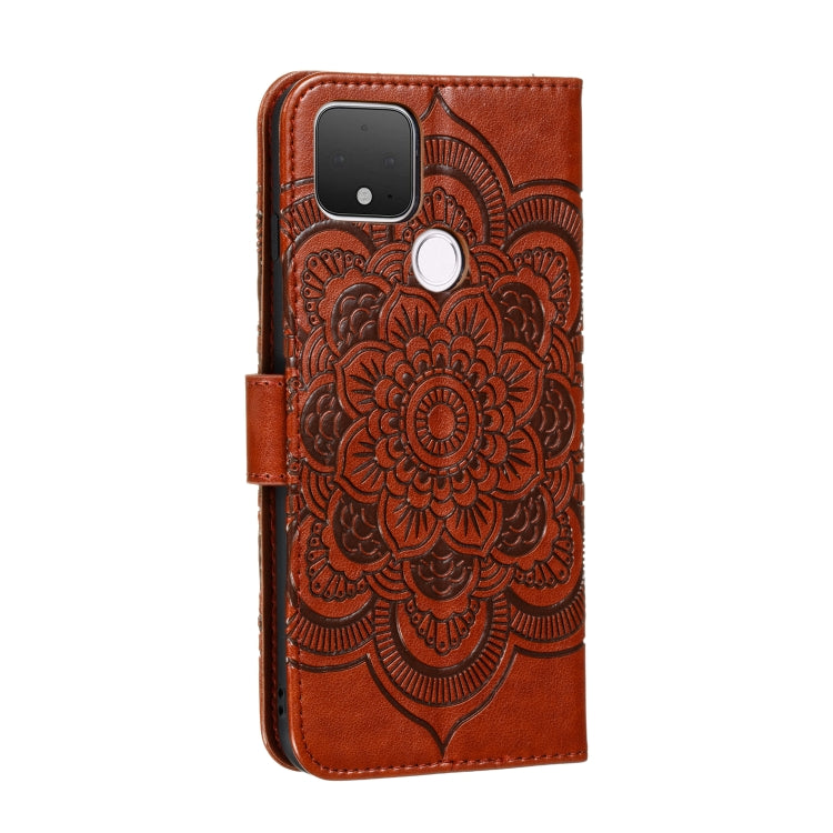 For Google Pixel 5 Mandala Embossing Pattern Horizontal Flip PU Leather Case with Holder & Card Slots & Walle & Lanyard(Brown)