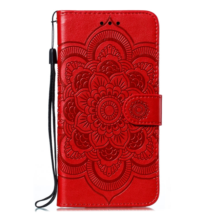 For Google Pixel 5 Mandala Embossing Pattern Horizontal Flip PU Leather Case with Holder & Card Slots & Walle & Lanyard(Red)
