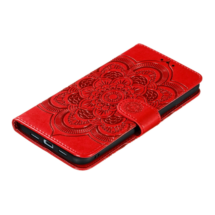 For Google Pixel 5 Mandala Embossing Pattern Horizontal Flip PU Leather Case with Holder & Card Slots & Walle & Lanyard(Red)