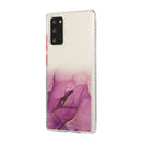 For Samsung Galaxy Note 20 Marble Pattern Glittery Powder Shockproof TPU Case with Detachable Buttons(Purple)