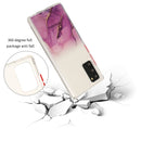 For Samsung Galaxy Note 20 Marble Pattern Glittery Powder Shockproof TPU Case with Detachable Buttons(Purple)