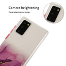 For Samsung Galaxy Note 20 Marble Pattern Glittery Powder Shockproof TPU Case with Detachable Buttons(Purple)