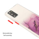 For Samsung Galaxy Note 20 Marble Pattern Glittery Powder Shockproof TPU Case with Detachable Buttons(Purple)