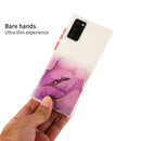 For Samsung Galaxy Note 20 Marble Pattern Glittery Powder Shockproof TPU Case with Detachable Buttons(Purple)