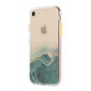 For iPhone SE 2022 / SE 2020 / 8 / 7 Marble Pattern Glittery Powder Shockproof TPU Case with Detachable Buttons(Green)