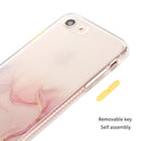 For iPhone SE 2022 / SE 2020 / 8 / 7 Marble Pattern Glittery Powder Shockproof TPU Case with Detachable Buttons(Green)