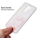 For Xiaomi Redmi 9 Marble Pattern Glittery Powder Shockproof TPU Case with Detachable Buttons(Purple)