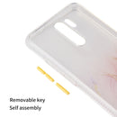 For Xiaomi Redmi 9 Marble Pattern Glittery Powder Shockproof TPU Case with Detachable Buttons(Purple)