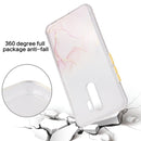 For Xiaomi Redmi 9 Marble Pattern Glittery Powder Shockproof TPU Case with Detachable Buttons(Purple)