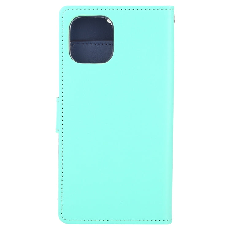 For iPhone 12 / 12 Pro GOOSPERY RICH DIARY Crazy Horse Texture Horizontal Flip Leather Case with Holder & Card Slots & Wallet(Mint Green)
