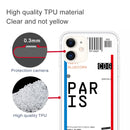For iPhone 11 Boarding Pass Series TPU Phone Protective Case(Paris)