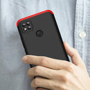 For Xiaomi Redmi 9C GKK Three Stage Splicing Full Coverage PC Protective Case(Black Red)
