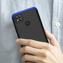 For Xiaomi Redmi 9C GKK Three Stage Splicing Full Coverage PC Protective Case(Black Blue)