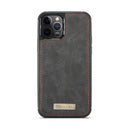 For iPhone 12 / 12 Pro CaseMe-007 Crazy Horse Texture Detachable Horizontal Flip PU Leather Case, with Card Slot & Holder & Zipper Wallet & Photo Frame(Black)