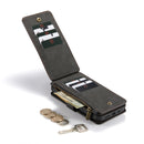 For iPhone 12 / 12 Pro CaseMe-007 Crazy Horse Texture Detachable Horizontal Flip PU Leather Case, with Card Slot & Holder & Zipper Wallet & Photo Frame(Black)