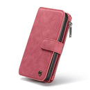 For iPhone 12 / 12 Pro CaseMe-007 Crazy Horse Texture Detachable Horizontal Flip PU Leather Case, with Card Slot & Holder & Zipper Wallet & Photo Frame(Red)
