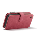 For iPhone 12 / 12 Pro CaseMe-007 Crazy Horse Texture Detachable Horizontal Flip PU Leather Case, with Card Slot & Holder & Zipper Wallet & Photo Frame(Red)