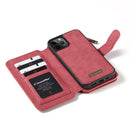 For iPhone 12 / 12 Pro CaseMe-007 Crazy Horse Texture Detachable Horizontal Flip PU Leather Case, with Card Slot & Holder & Zipper Wallet & Photo Frame(Red)